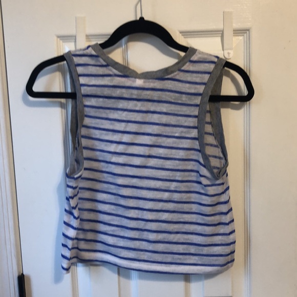 Xhilaration Cropped Blue, White, and Gray Tank Top - Picture 2 of 4